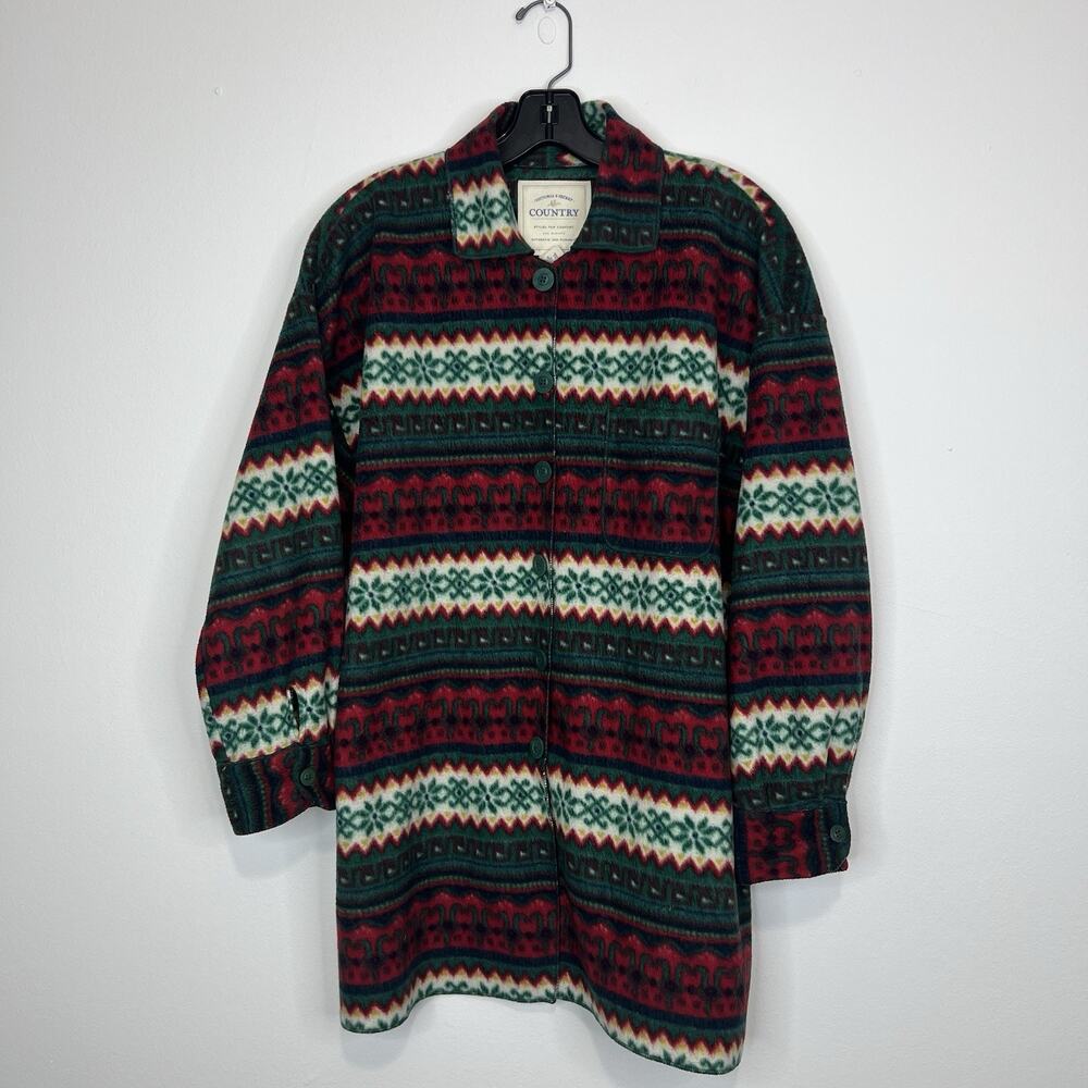 Vintage Victoria’s Secret Country Fleece Cardigan Fair Isle Oversized Size Small